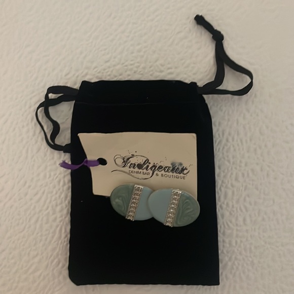 Y2K earrings turquoise round pierced